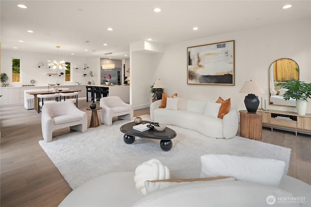 3968 162nd Pl SE, Bellevue, WA 98006 - living room featuring light wood-style floors and recessed lighting