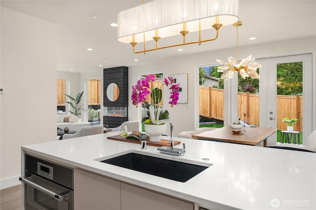 3968 162nd Pl SE, Bellevue, WA 98006 - kitchen with a sink, plenty of natural light, pendant lighting, recessed lighting, and open floor plan