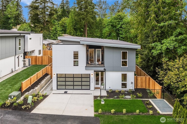 3968 162nd Pl SE, Bellevue, WA 98006 - contemporary home with a balcony, driveway, and a garage
