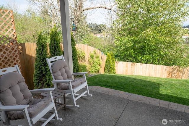view of patio / terrace featuring a fenced backyard
