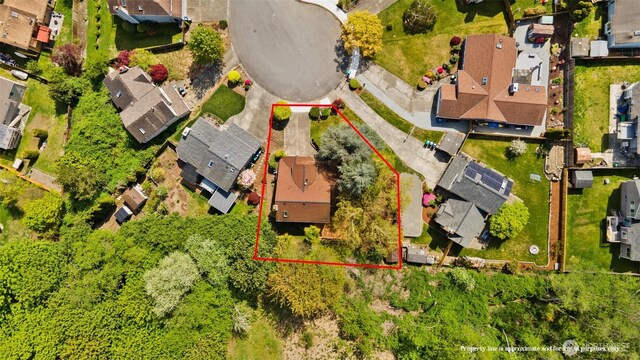 drone / aerial view with a residential view