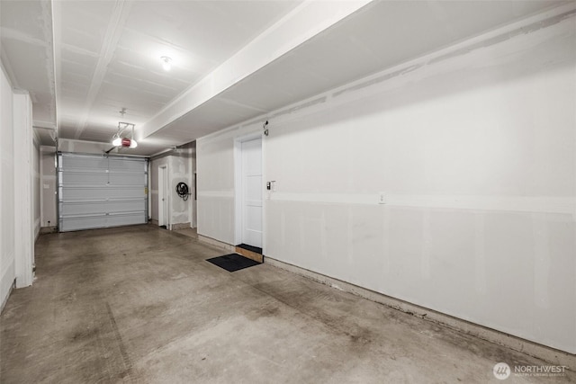 garage with a garage door opener