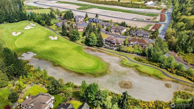 bird's eye view featuring a residential view and golf course view