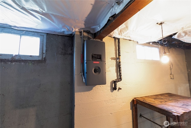 basement with a healthy amount of sunlight