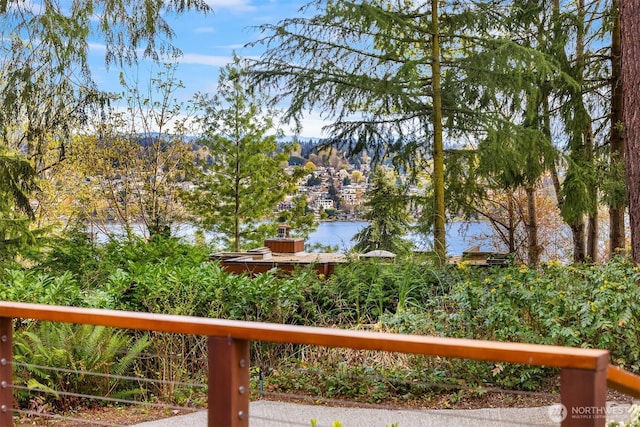 view of yard featuring a water view