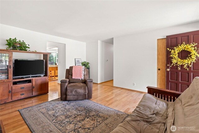 living area featuring light wood finished floors