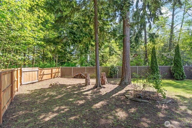 view of yard with a fenced backyard