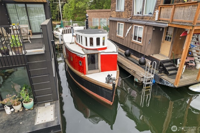 dock area with a water view
