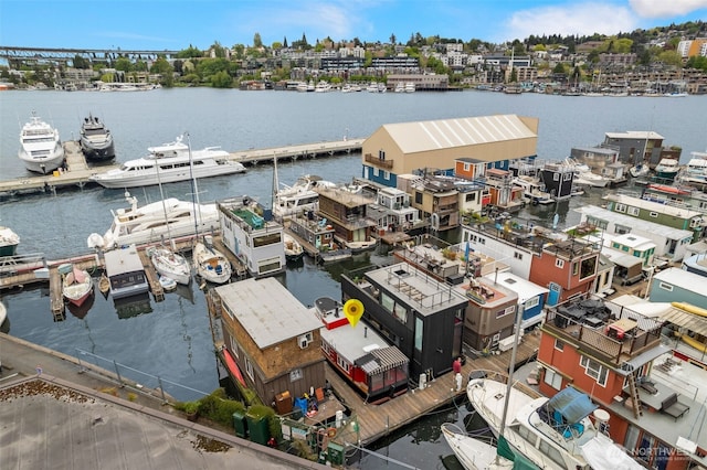 bird's eye view featuring a water view