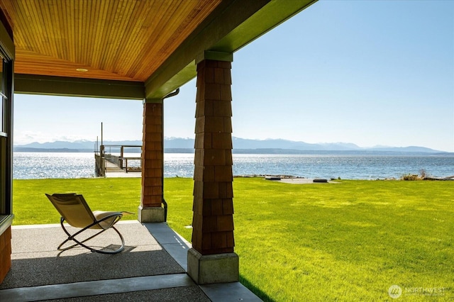 5848 Mutiny Bay Rd, Freeland, WA 98249 - view of patio featuring a water and mountain view