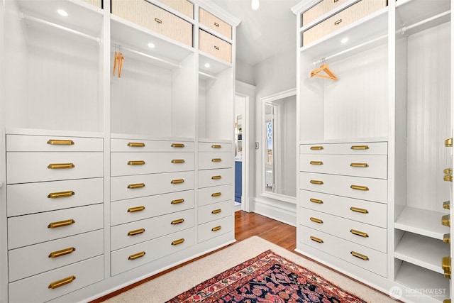 spacious closet featuring wood finished floors