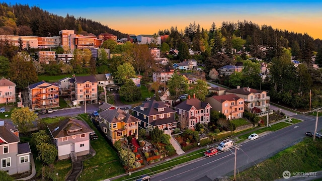 aerial view with a residential view