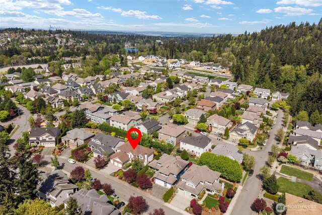 13914 SE 88th Pl, Newcastle, WA 98059 - birds eye view of property featuring a residential view and a forest view
