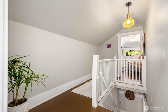 1002 S Adams St, Tacoma, WA 98405 - staircase with lofted ceiling and baseboards