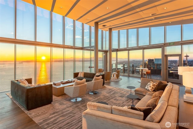 common area with a water view
