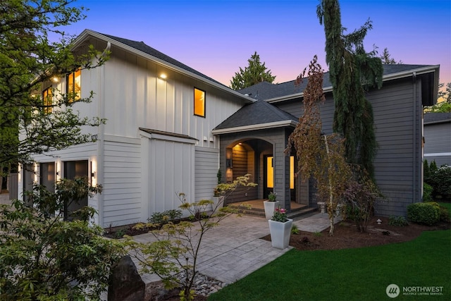 9732 Slater Ave NE, Kirkland, WA 98033 - view of front of home featuring a patio and board and batten siding