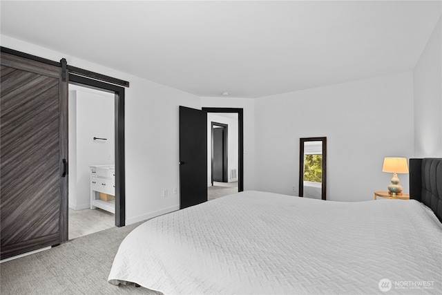 6411 86th Street Ct E, Puyallup, WA 98371 - bedroom featuring light carpet and a barn door