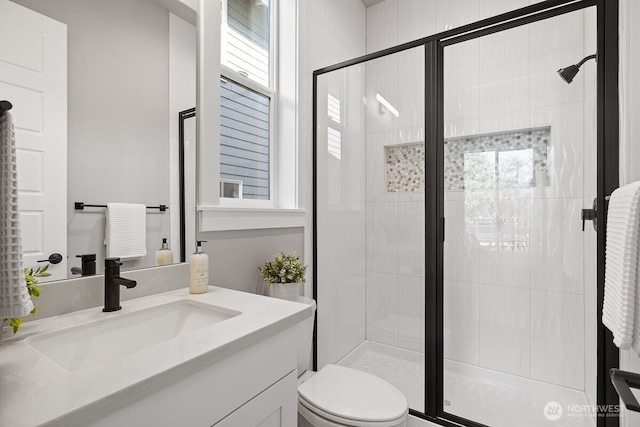 1433 238th St SE, Bothell, WA 98021 - full bathroom featuring vanity, toilet, and a shower stall