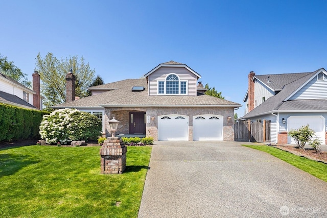 23812 21st Dr SE, Bothell, WA 98021 - traditional-style house featuring roof with shingles, brick siding, a garage, a front yard, and driveway