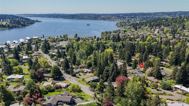 6160 NE 185th St, Kenmore, WA 98028 - drone / aerial view of a forest and a nearby body of water