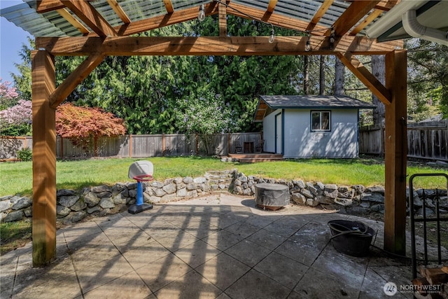6160 NE 185th St, Kenmore, WA 98028 - view of patio with an outbuilding