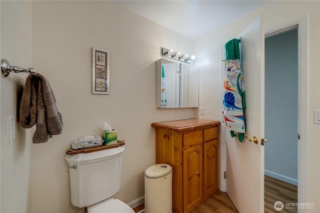 6160 NE 185th St, Kenmore, WA 98028 - bathroom featuring wood finished floors, toilet, and vanity