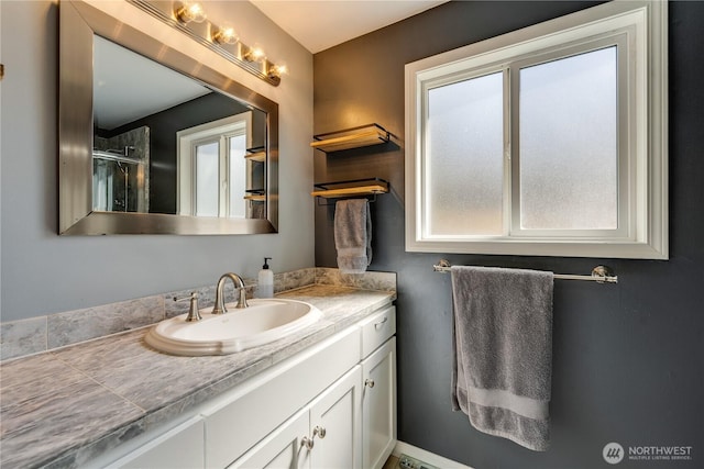 6160 NE 185th St, Kenmore, WA 98028 - bathroom with plenty of natural light, vanity, and a shower