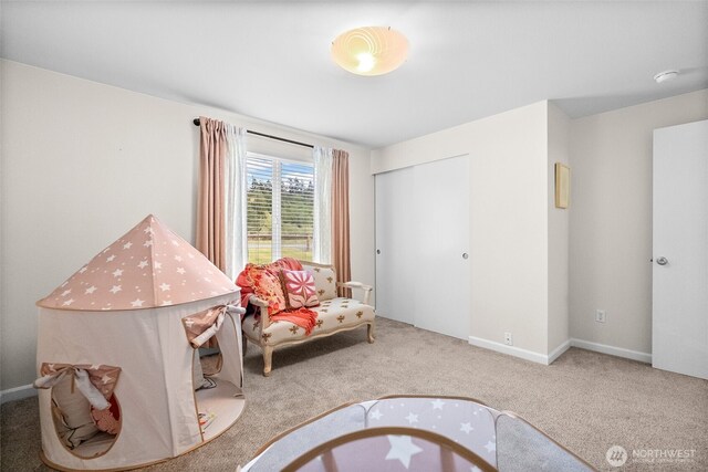 interior space featuring baseboards and carpet