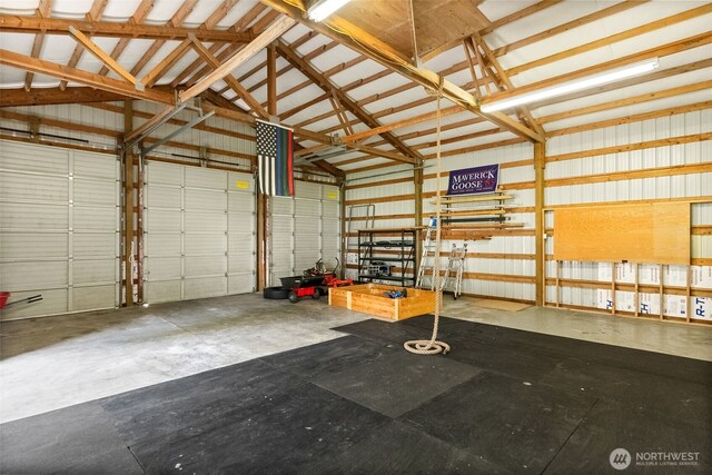 garage featuring metal wall