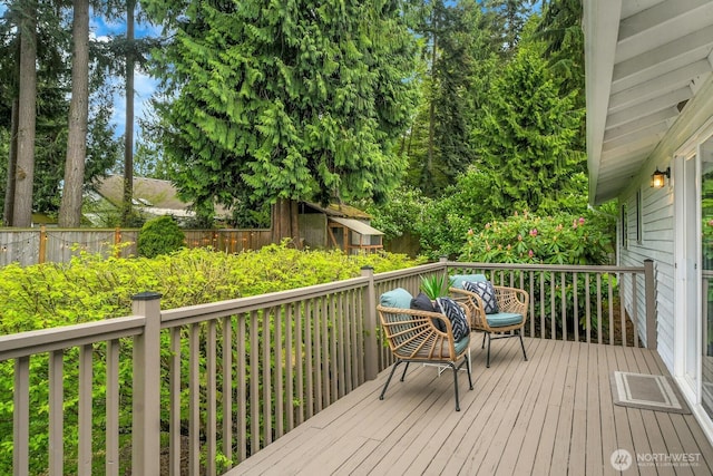 wooden terrace with fence