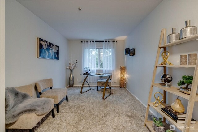 office area with carpet floors and baseboards