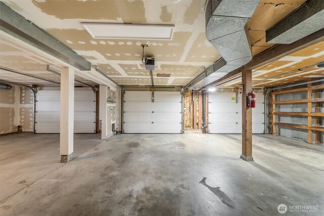 garage with a garage door opener