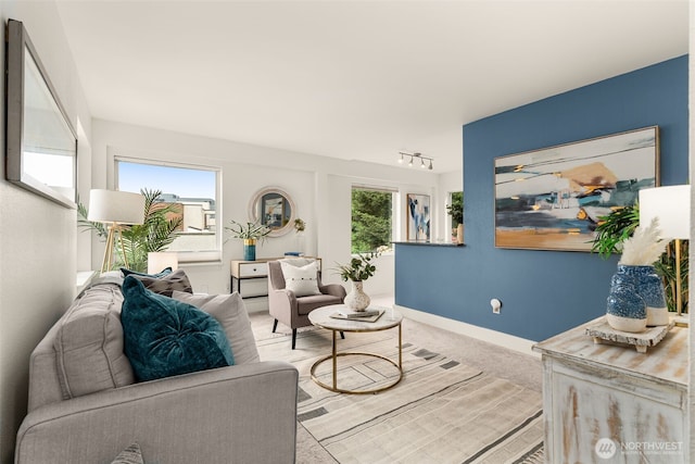 1156 Alki Ave SW Unit 401, Seattle, WA 98116 - carpeted living area featuring baseboards