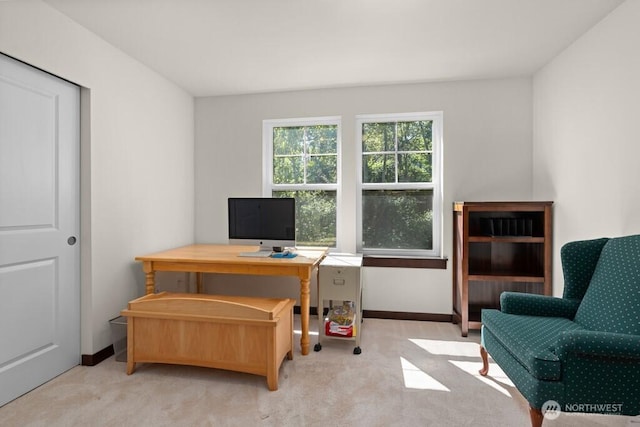 office area with baseboards and carpet