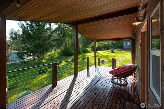 166 White Point Rd, Friday Harbor, WA 98250 - wooden terrace featuring a lawn