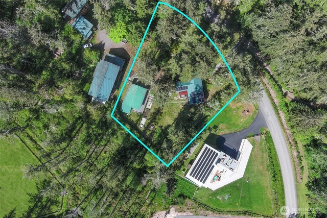 166 White Point Rd, Friday Harbor, WA 98250 - aerial view of property and surrounding area with property boundaries highlighted