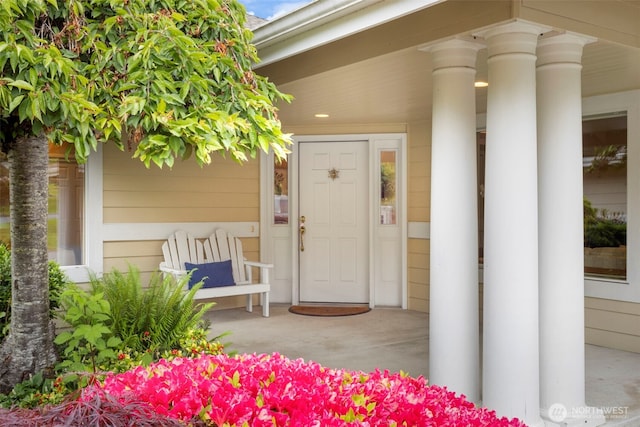 entrance to property with covered porch