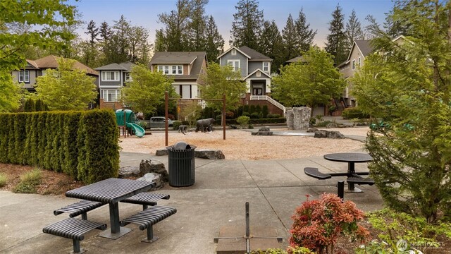 view of property's community with playground community and a residential view