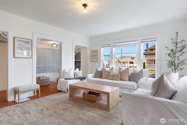 living area with light wood-type flooring