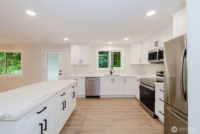 kitchen featuring recessed lighting, a sink, and stainless steel appliances