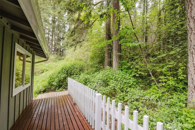 deck featuring fence