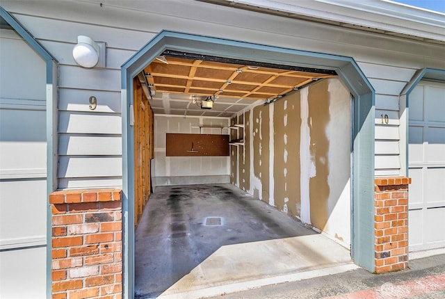 garage with a garage door opener