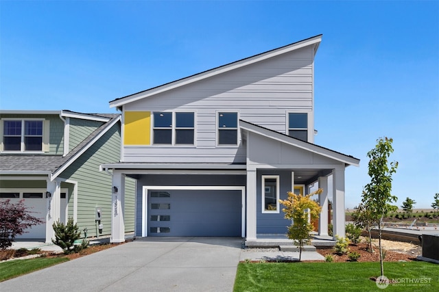 13923 178th St E Unit 37, Puyallup, WA 98374 - contemporary house with an attached garage, driveway, and covered porch
