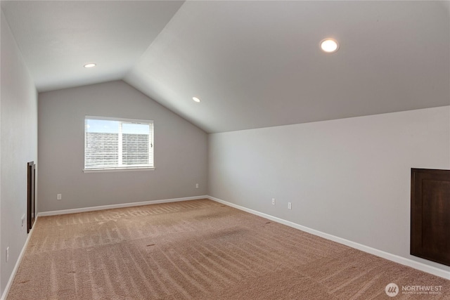9957 Justman St SE, Yelm, WA 98597 - additional living space featuring light colored carpet, recessed lighting, baseboards, and vaulted ceiling