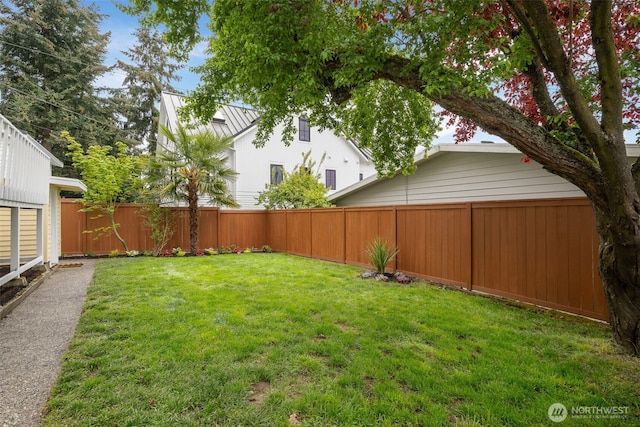 view of yard featuring a fenced backyard
