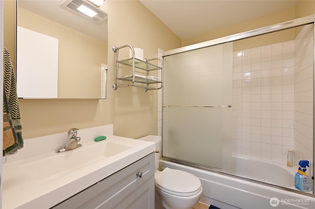 8100 Delridge Way SW Unit 1-3, Seattle, WA 98106 - full bathroom featuring shower / bath combination with glass door, toilet, visible vents, and vanity