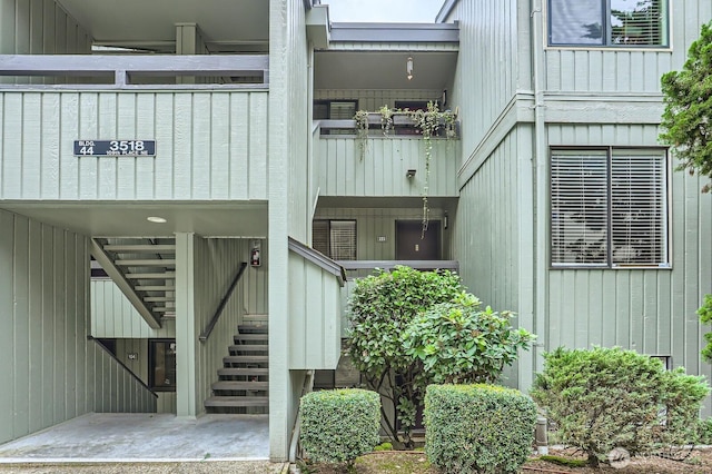view of building exterior with stairway