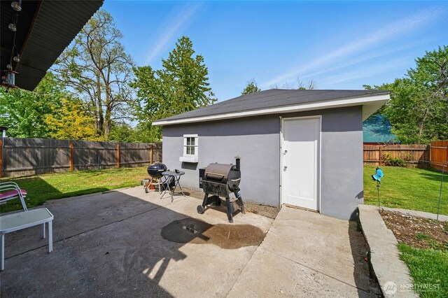 view of patio / terrace with a fenced backyard and area for grilling