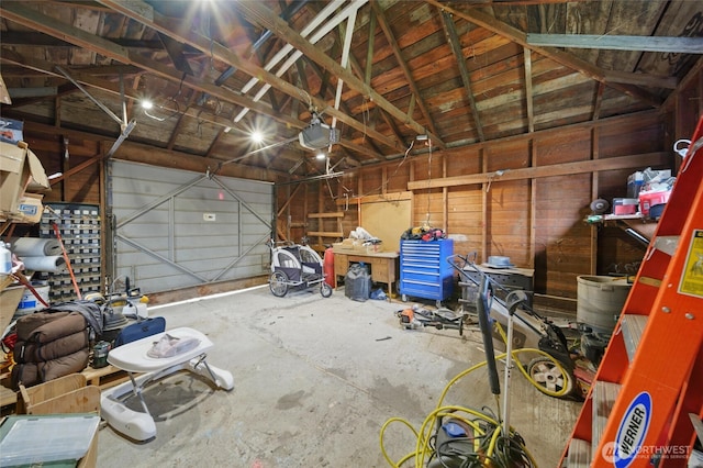 garage with a garage door opener