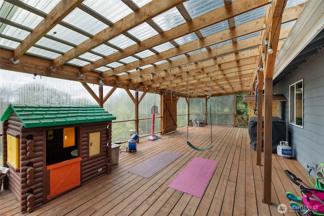 29304 39th Ave E, Graham, WA 98338 - deck featuring an outdoor structure, grilling area, and a pergola